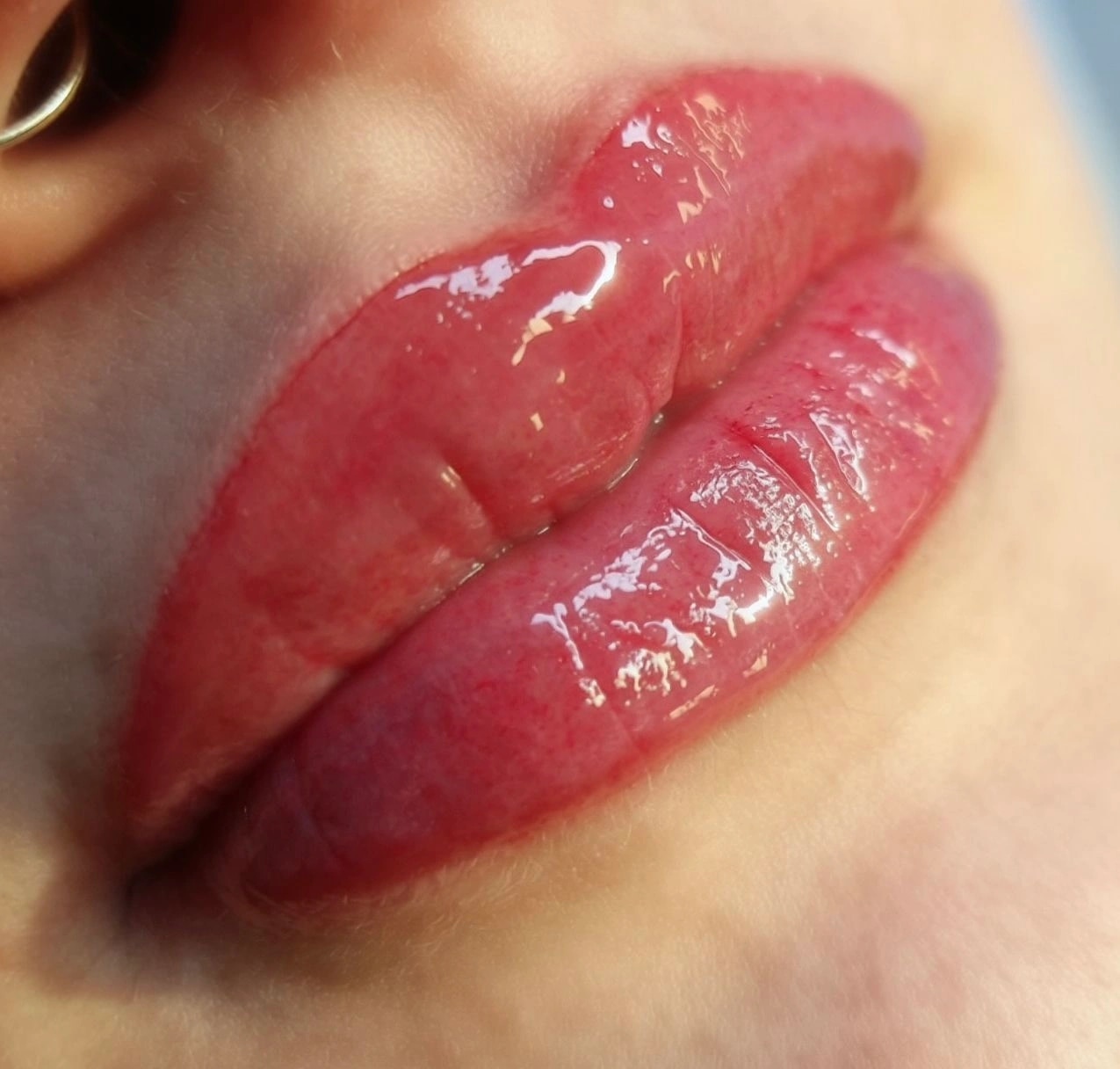 Lippen nach der Lip-Blush-Pigmentierung, Nahaufnahme